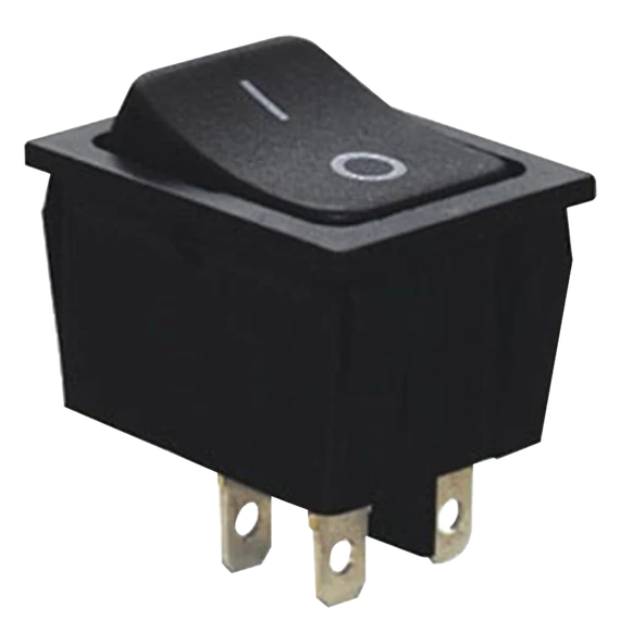 TRACON Készülékkapcsoló, BE-KI, 2-pólus, fekete, 0-I felirattal, 16(6)A, 250V AC (TES-53)
