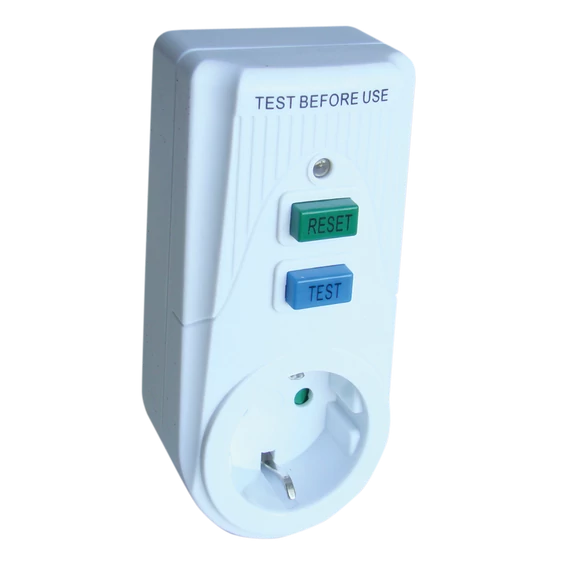 TRACON Áram-védőkapcsolós adapter, oldalsó védőérintkezővel, 16A, 30mA, 1.5kA, IP40, A / AC (TFGA-1)
