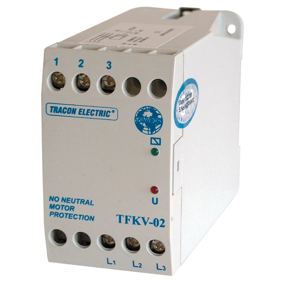 TRACON Védőrelé, feszültségfigyelő 3 vezetékes rendszerhez, 3x400V AC ( 0,7-1,2)xUn fix, 5A/250V AC (TFKV-02)