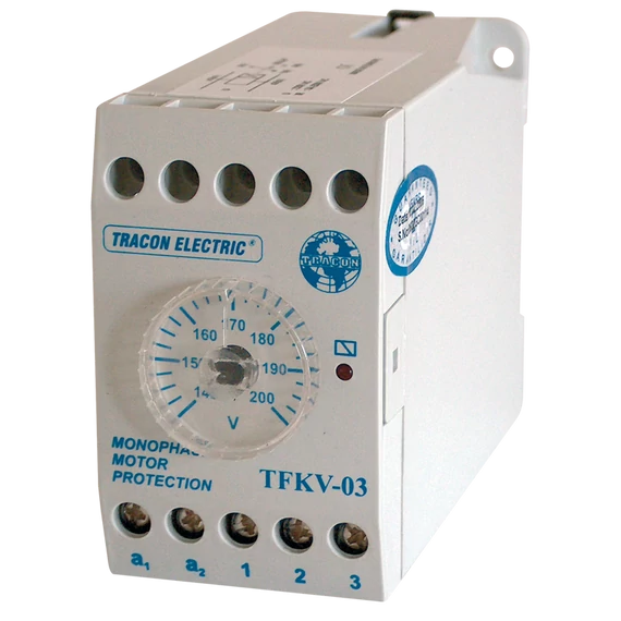TRACON Védőrelé, feszültségcsökkenési 1 fázisú rendszerhez, 230V AC, 140-200V/240V AC, 5A/250V AC (TFKV-03)