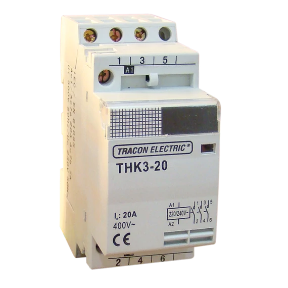 TRACON Installációs kontaktor, 230V, 50Hz, 2P, 2xNO, 32/12A, 24V AC (THK2-32-24)