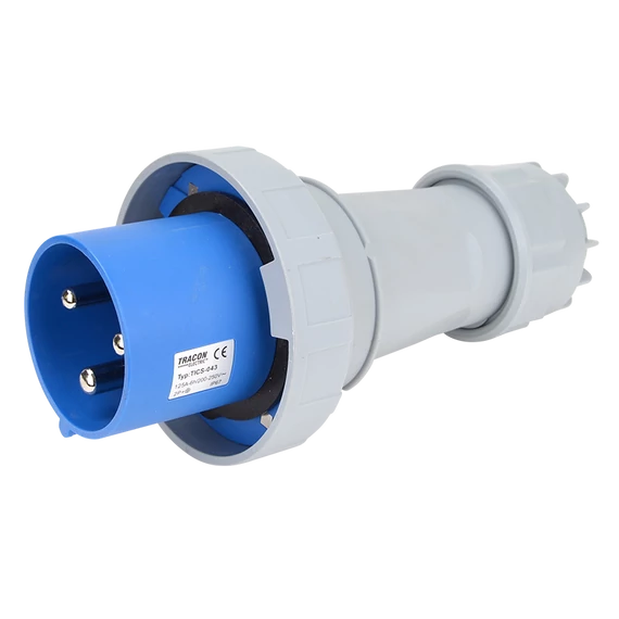 TRACON Ipari csatlakozó dugó, fokozott védelemmel, 125A, 250V, 2P+E, 6h, IP67 (TICS-043)