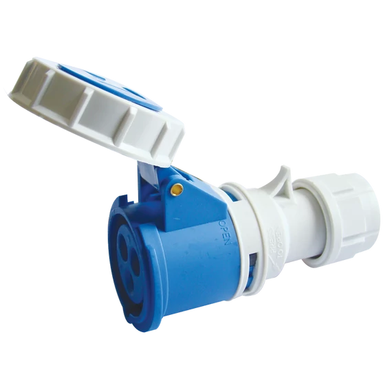 TRACON Ipari csatlakozóaljzat, fokozott védelemmel, 16A, 230V, 2P+E, 6h, IP67 (TICS-2132H)