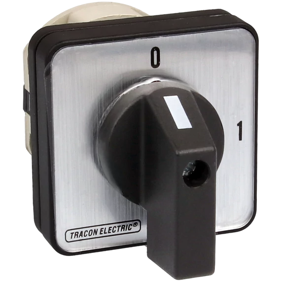 TRACON Kézikapcsoló, BE-KI, 400V, 50Hz, 125A, 3P, 30kW, 88x88mm, 90° (TK-129/3)