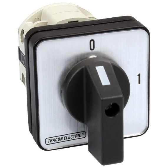 TRACON Kézikapcsoló, BE-KI, 400V, 50Hz, 25A, 4P, 7,5kW, 48x48mm, 60° (TK-256/4)