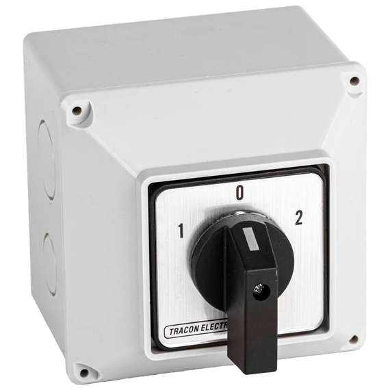 TRACON Tokozott kézikapcsoló, BE-KI, 400V, 50Hz, 32A, 4P, 11kW, 64x64mm, 60°, IP44 (TK-326/4T)