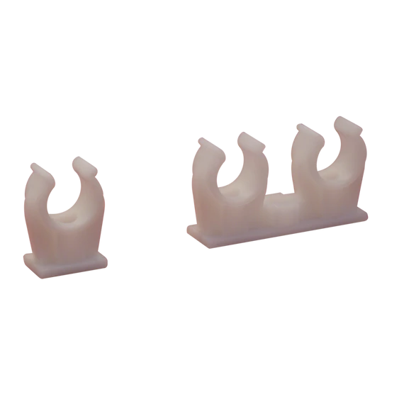 TRACON Pattintható kábel- és csőrögzítő, tiplivel + csavarral, fehér, 2x(d=16-18mm), PP (TKCP-16-18/2)
