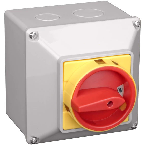 TRACON Tokozott főkapcsoló, lakatolható, BE-KI, 400V, 50Hz, 20A, 4P, 5,5kW, 48x48mm, IP44 (TKFL-20T)