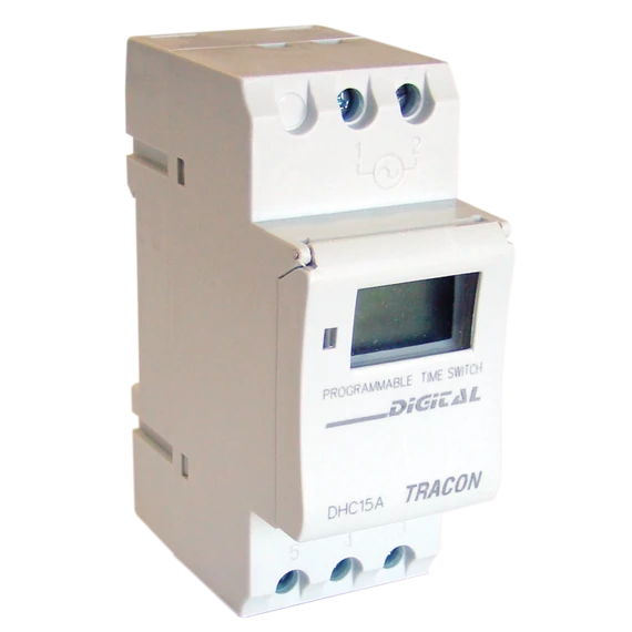 TRACON Sorolható kapcsolóóra, heti, elektronikus, többfunkciós, 230V, 16(4) A (TKO-HE)