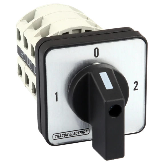 TRACON Választókapcsoló, 1-0-2, 400V, 50Hz, 32A, 2x3P, 11kW, 64x64mm, 90° (TKV-329/3)