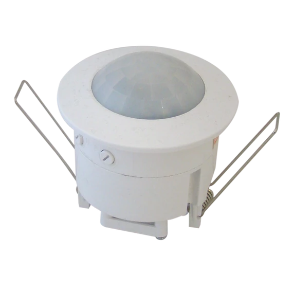 TRACON Mozgásérzékelő, álmenyezetbe szerelhető, fehér, 230V, 50Hz, 360°, 3-2000lux, 10s-15min, IP20 (TMB-061)