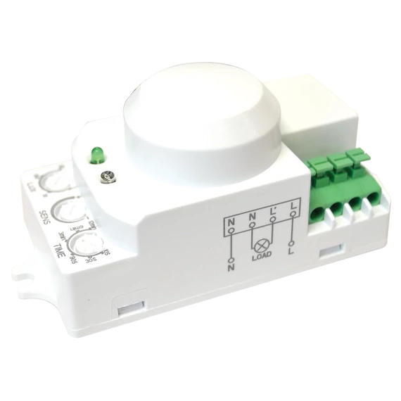 TRACON Mozgásérzékelő, mikrohullámú, lámpába, 230V, 50HZ, 5,8GHz, 360°, 1-8m, 10s-12min, 3-2000lux, IP20 (TMB-L01G)