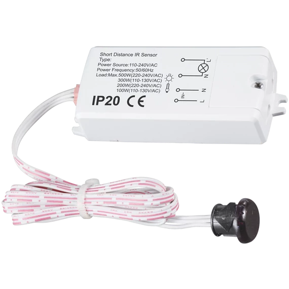 TRACON Mozgásérzékelő, rövid távú, működtetés kézzel, 230V, 50Hz, 500/200W, 5-6cm, IP20 (TMBK122)