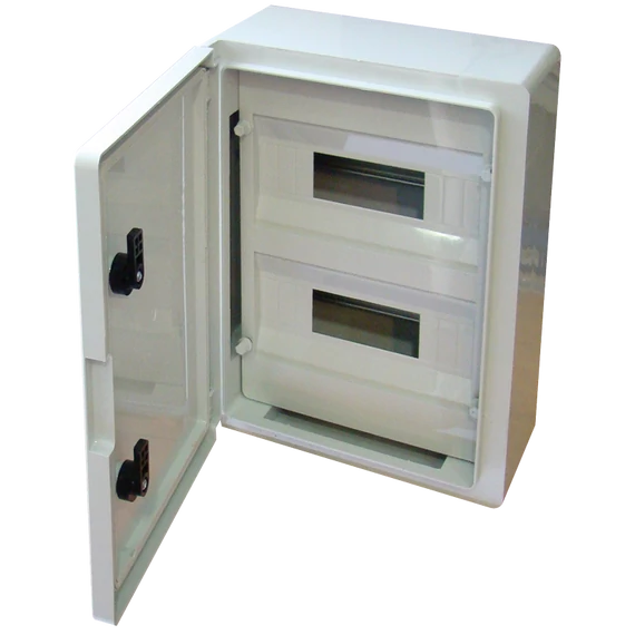 TRACON Műanyag elosztószekrény maszkos, 2x12 mod, HxWxD = 400x300x165mm, IP65, IK10, 1000V AC/DC (TME403017M)