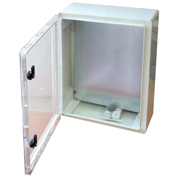 TRACON Műanyag elosztószekrény átlátszó ajtóval, HxWxD = 400x300x165mm, IP65, IK10, 1000V AC/DC, RAL7035 (TME403017T)