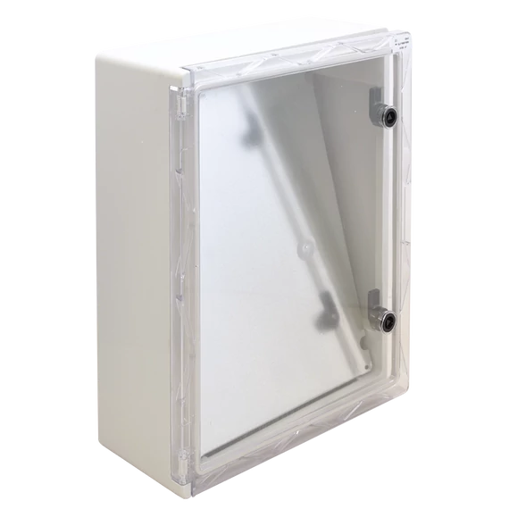TRACON Műanyag elosztószekrény átlátszó ajtóval, HxWxD = 500x400x175mm, IP65, IK10, 1000V AC/DC, RAL7035 (TME504018T)