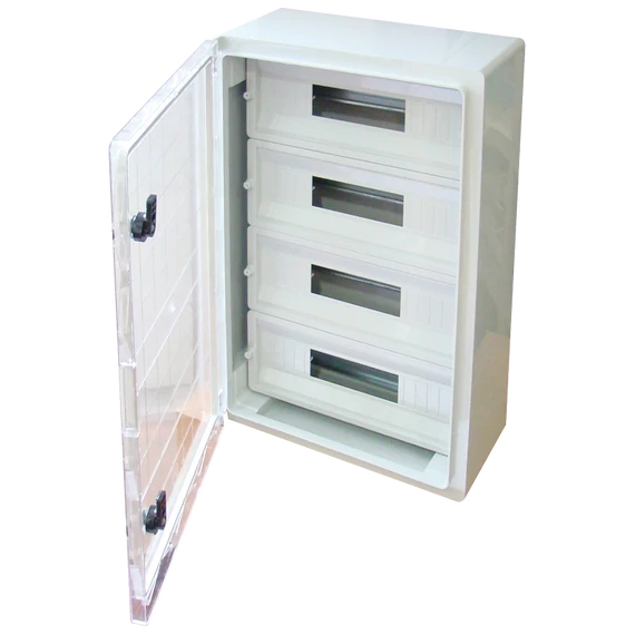 TRACON Műanyag elosztószekrény maszkos átlátszó ajtóval, 4x17 mod, HxWxD = 600x400x200mm, IP65, IK10, 1000V AC/DC (TME604020MT)