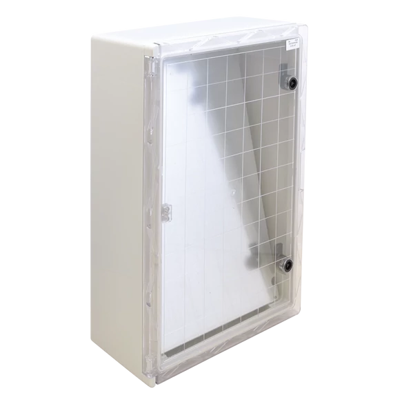TRACON Műanyag elosztószekrény átlátszó ajtóval, HxWxD = 600x400x200mm, IP65, IK10, 1000V AC/DC, RAL7035 (TME604020T)