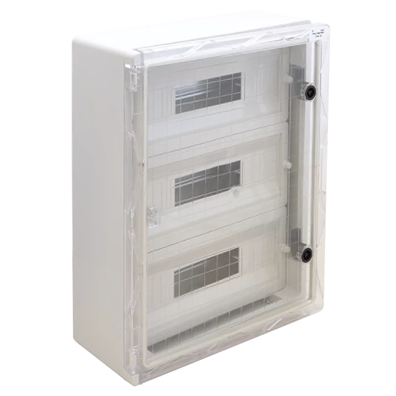TRACON Műanyag elosztószekrény maszkos átlátszó ajtóval, 3x22mod, HxWxD = 600x500x220mm, IP65, IK10, 1000V AC/DC (TME605022MT)