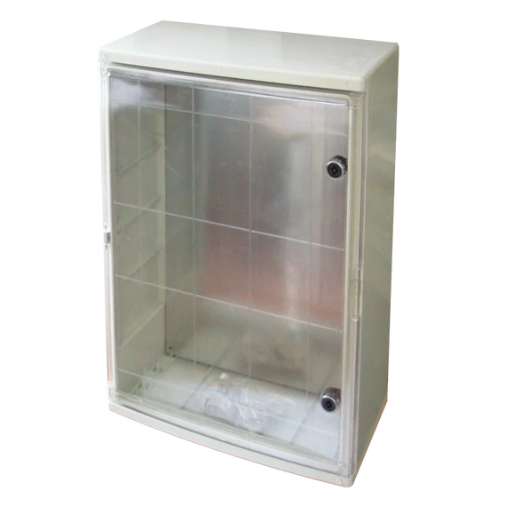 TRACON Műanyag elosztószekrény átlátszó ajtóval, HxWxD = 600x500x220mm, IP65, IK10, 1000V AC/DC, RAL7035 (TME605022T)