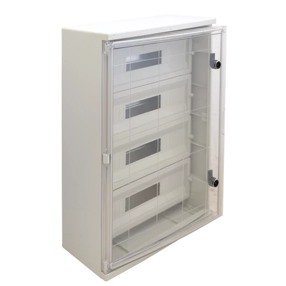 TRACON Műanyag elosztószekrény maszkos átlátszó ajtóval, 4x22 mod, HxWxD = 700x500x245mm, IP65, IK10, 1000V AC/DC (TME705025MT)