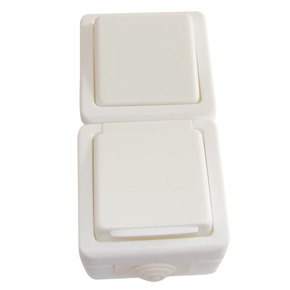 TRACON Falon kívüli váltókapcsoló+csatlakozóaljzat, függőleges, 16A/250VAC, IP54, (106) (TR-PH08V)
