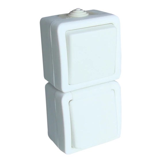 TRACON Falon kívüli váltókapcsoló+csatlakozóaljzat, csapos, 16A/250VAC, IP54, (106) (TR-PHF08)