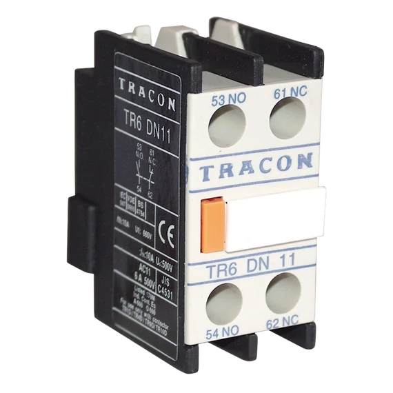 TRACON Homlokoldali segédérintkező TR1D/F és TR1E kontaktorokhoz, 230V, 50Hz, 2A, 2xNC (TR6DN02)