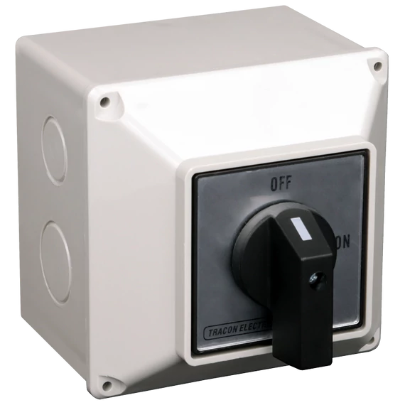 TRACON Tokozott szakaszoló kapcsoló, 400V, 50Hz, 20A, 4P, 5,5kW, 64x64mm, IP65 (TS-20/4T65)