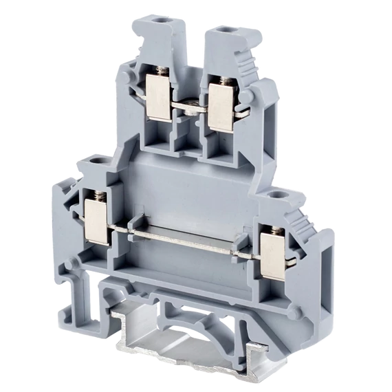 TRACON Emeletes ipari sorozatkapocs, csavaros, sínre, szürke, 0,2-2,5mm2, 500VAC, 32A (TSKA2,5/2)
