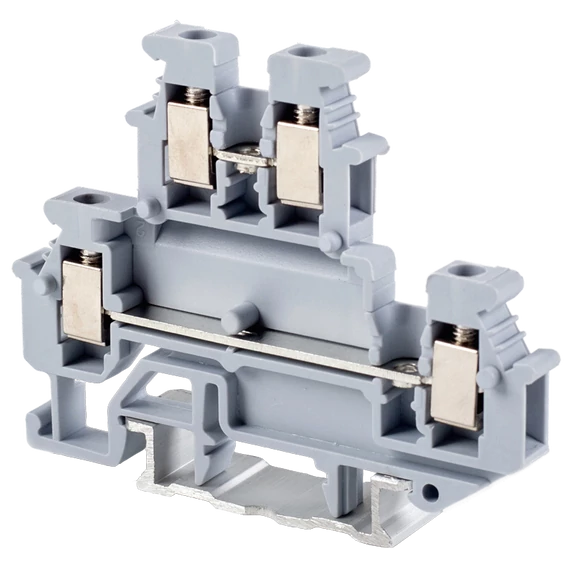 TRACON Emeletes ipari sorozatkapocs,csavaros, sínre, szürke, 500V 24A 0.2-4 mm2 (TSKA2,5/2S)