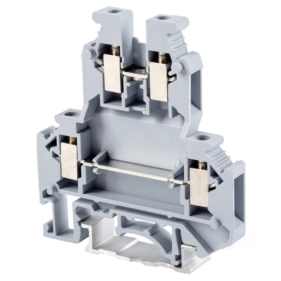 TRACON Emeletes ipari sorozatkapocs, csavaros, sínre, szürke, 0,2-4mm2, 500VAC, 32A (TSKA4/2)