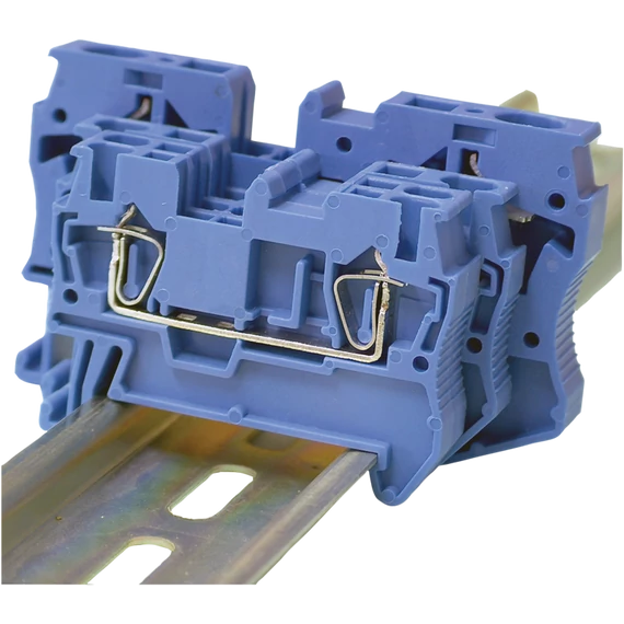 TRACON Nullavezető ipari sorozatkapocs, rugós, sínre, kék, 0,2-2,5mm2, 800VAC, 31A (TSKB2,5K)