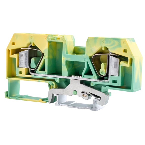 TRACON Védővezető ipari sorozatkapocs, rugós, sínre, zöld/sárga, 800V 76A 0.2-16 mm2 2P (TSKC16JD)