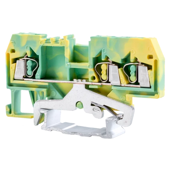 TRACON Védővezető ipari sorozatkapocs, rugós, sínre, zöld/sárga, 800V 24A 0.08-2.5 mm2 3P (TSKC2,5/3JD)