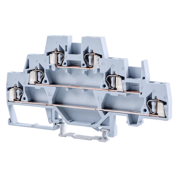 TRACON Emeletes ipari sorozatkapocs,rugós, sínre, szürke, 500V 20A 0.08-2.5 mm2 6P (TSKC2,5EE)