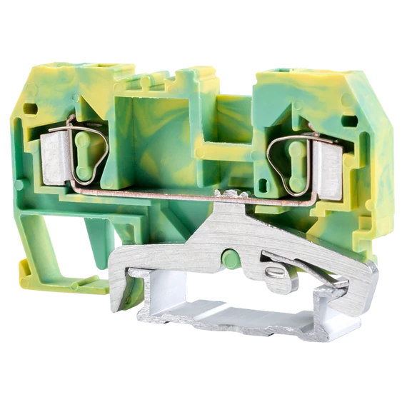 TRACON Védővezető ipari sorozatkapocs, rugós, sínre, zöld/sárga, 800V 24A 0.08-2.5 mm2 2P (TSKC2,5JD)