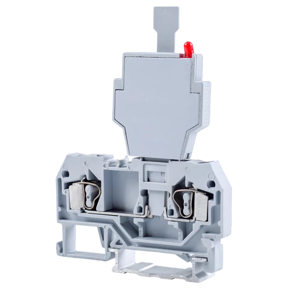 TRACON Biztosítékos ipari sorozatkapocs, rugós, sínre, szürke, 250V 6.3A 0.08-4 mm2 2P (TSKC4B)