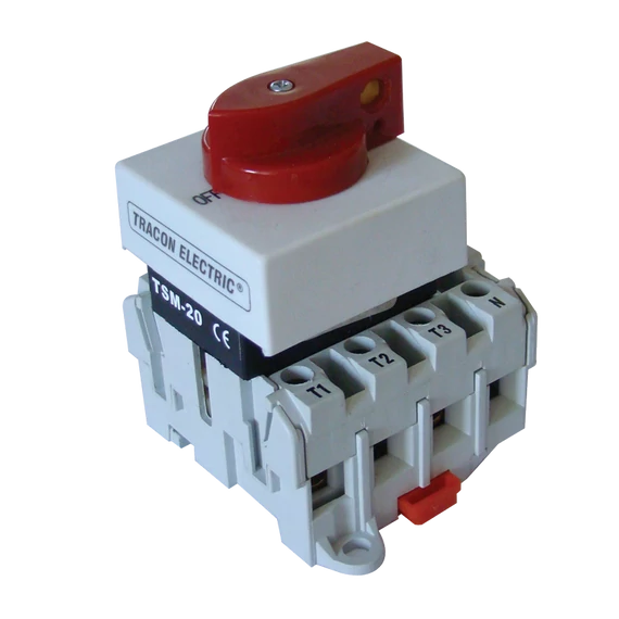 TRACON Sorolható lakatolható szakaszoló kapcsoló, 400V, 50Hz, 20A, 3P, 5,5kW, 42x42mm (TSM-20/3)