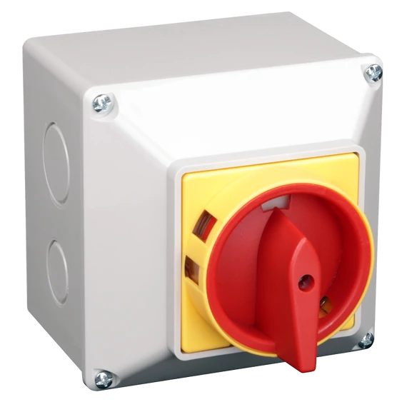 TRACON Tokozott biztonsági lakatolható szakaszoló kapcsoló, 400V, 50Hz, 32A, 4P, 7,5kW, 64x64mm, IP44 (TSS-32/4T)