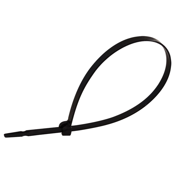 TRACON UV-álló fémnyelves kábelkötegelő, fekete, 140x3,6mm, D=2-29mm, PA6.6 (TU140)