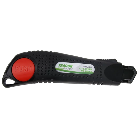 TRACON Pengés kés, ABS markolat gumibetéttel, SK4 penge, L=155mm, D=33mm, W=19mm, d=18mm (UTILK03)