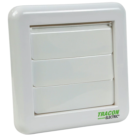 TRACON Kültéri gravitációs zsalu fürdőszoba ventilátorhoz, 151x151x45mm, D=96mm (VFG100)