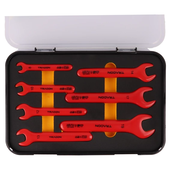 TRACON 7 darabos 1000 V-ra szigetelt csavarkulcs készlet, 1000V, CR-V, 8-19mm (VSET7)