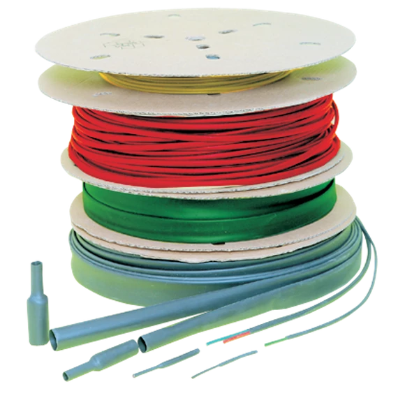 TRACON Zsugorcső, vékonyfalú, 2:1 zsugorodás, fekete, dobon, 76/38mm, POLIOLEFIN (ZS760-D)
