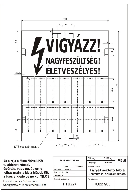 METZ FTU227 sorszámtábla univerzális 2X7 karakter (1300107884) 