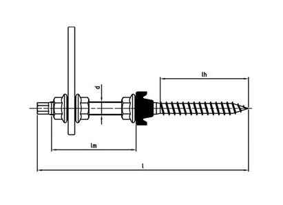 Kombi ászokcsavar recés anyával, EPDM alátéttel, adapterrel rozsdamentes M 10x200 (1990822310200)