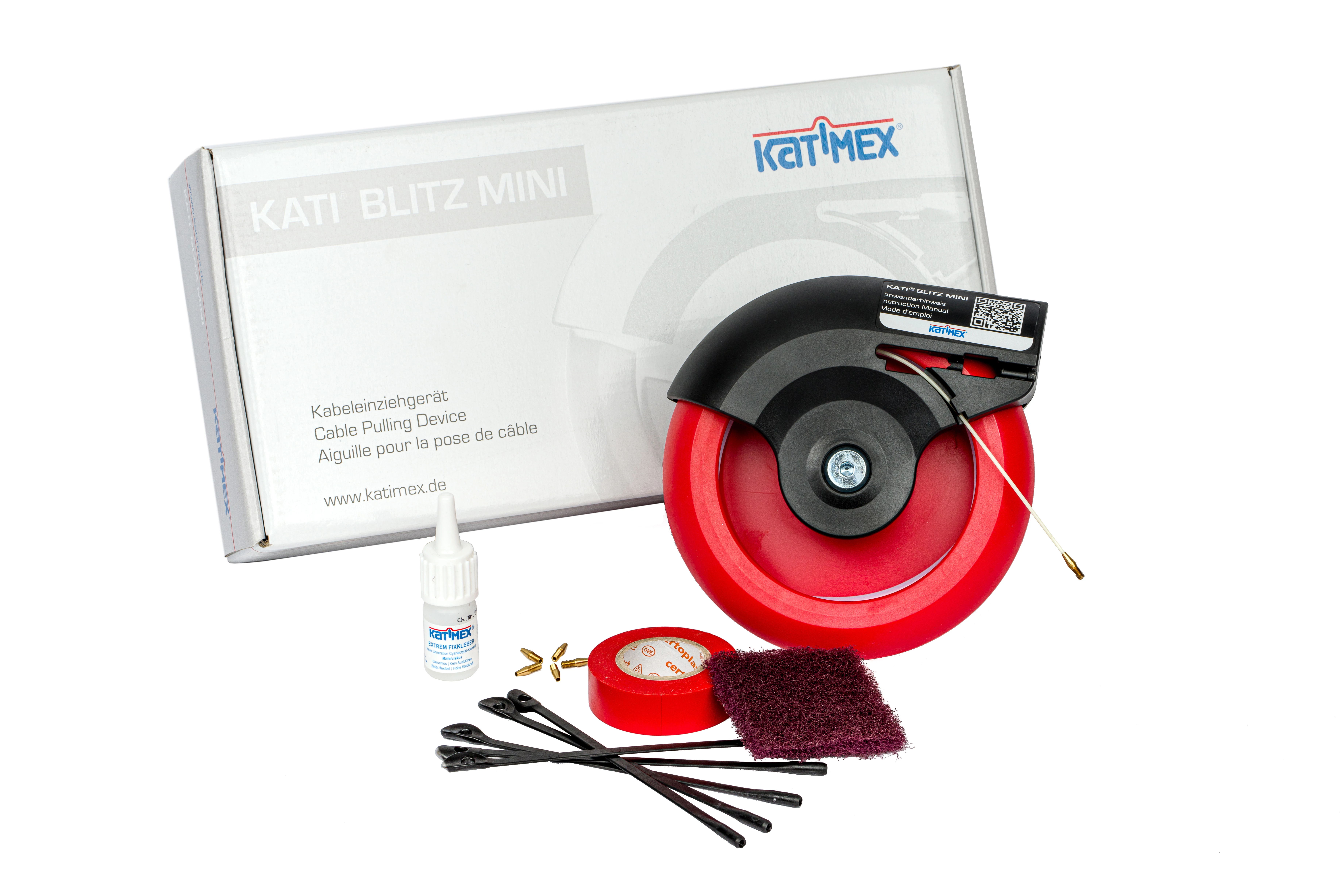 KATIMEX KB MINI 15m 101715 behúzó készlet, 15m/1,2mm üvegsz.behúzószál, tartozék, optikai kábelhez (104013) (101715 D)