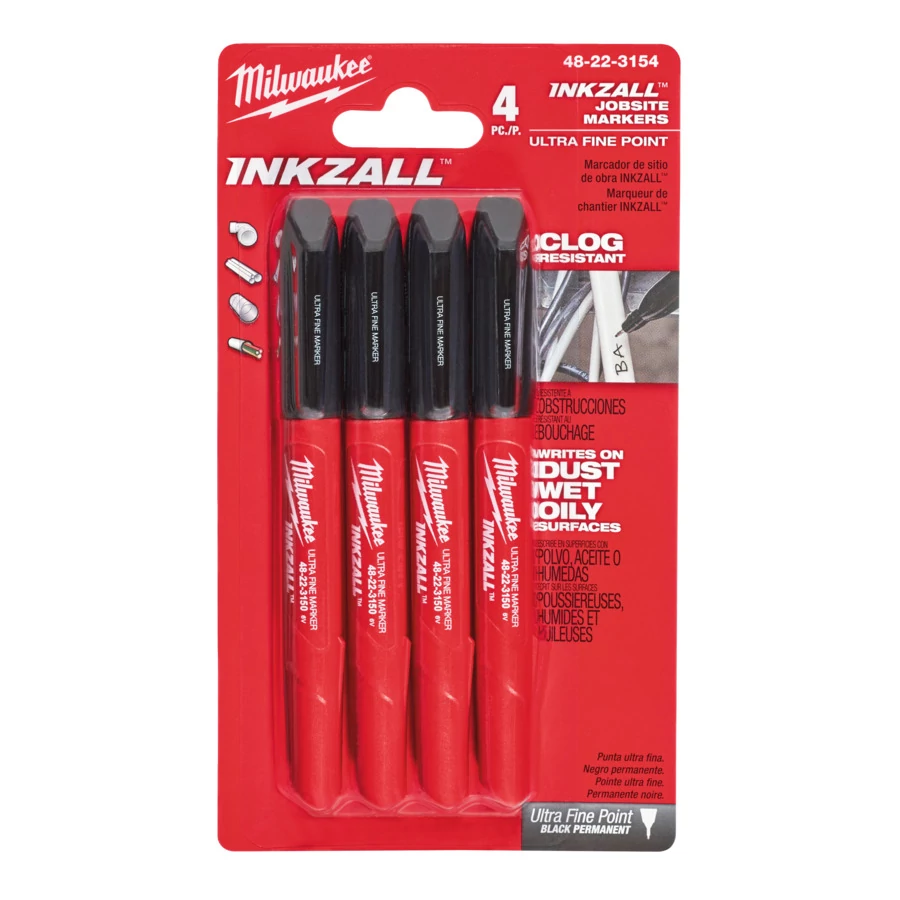 Milwaukee INKZALL™ Jelölő filc fekete 0,6 mm-es hegy (4 darabos kiszerelés) (48223154)