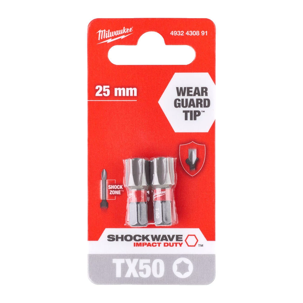 Milwaukee Shockwave bit TX50 25mm - 2db (4932430891)